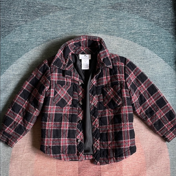 Tommy Bahama Red and Black Plaid Shacket Boy - Picture 1 of 7